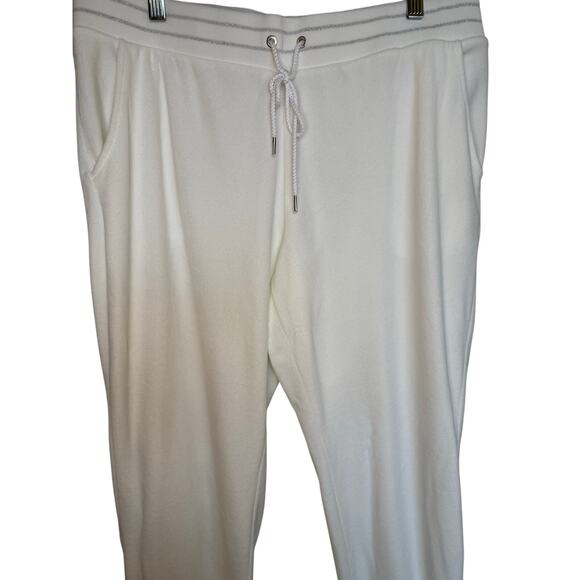 Juicy Couture Velour Jogger Pants Women’s Size L White Soft Tracksuit Lounge - Picture 2 of 6